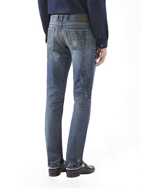 gucci jeans jacket mens|gucci men's skinny jeans.